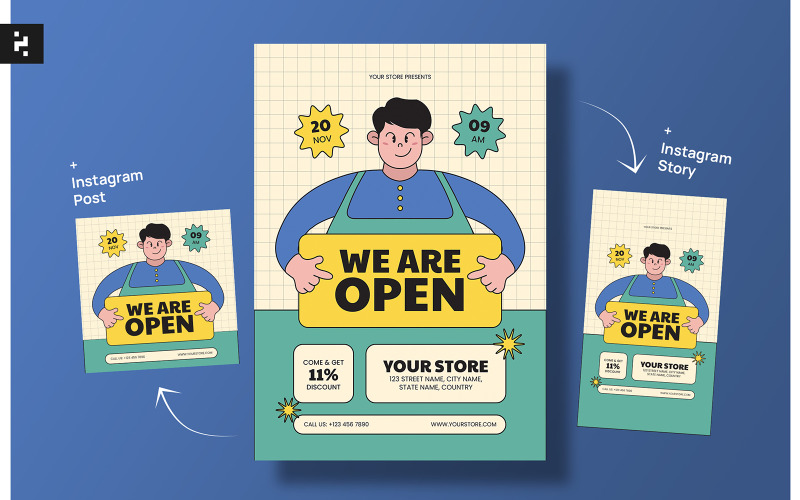 We Are Open Flyer Template Corporate Identity