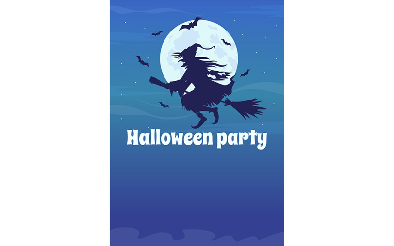 Witch themed party on Halloween flat vector banner template Illustration