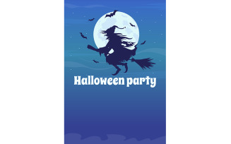 Witch themed party on Halloween flat vector banner template