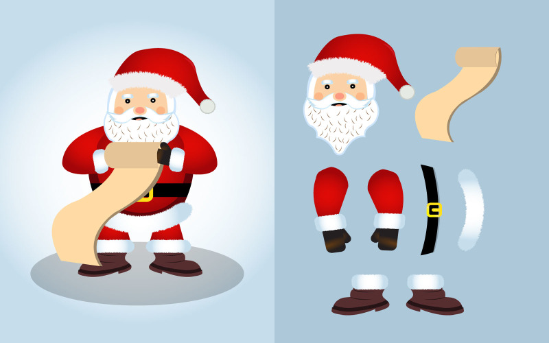 Christmas Santa Claus Holding Gifts List Illustration