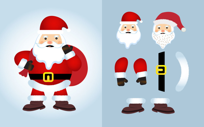 Christmas Santa Design with Gift Sack Illustration