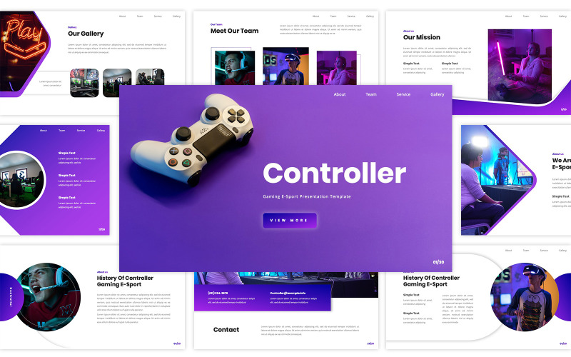 Controller - Gaming E-Sport Powerpoint PowerPoint Template