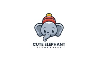 Cute Elephant Mascot Logo