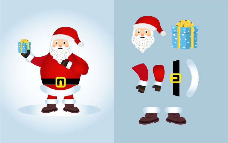 Cute Santa Claus Holding a Gift Design Illustration