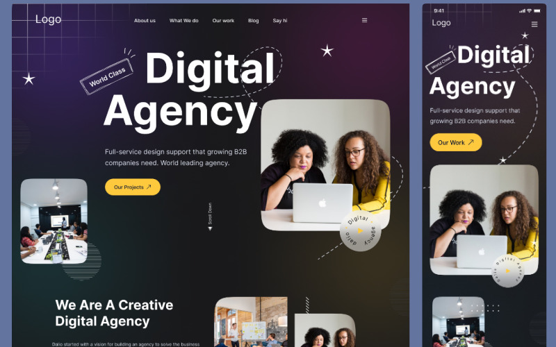 Digital Agency Landing Page Figma Template UI Element