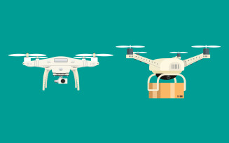 Drone with Camera and Box Vector Design