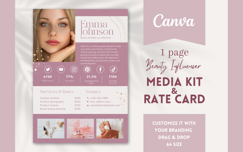 Passion Rose - Beauty Influencer Media Kit Resume Template