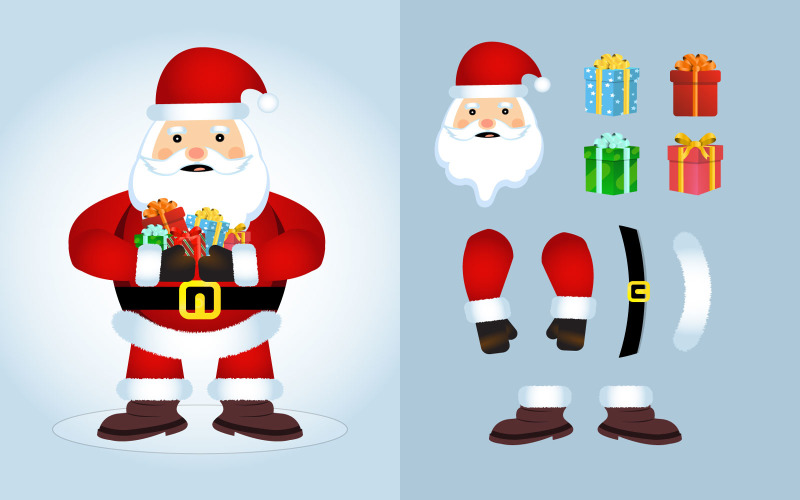Santa Claus Holding so Many Gifts Design Illustration
