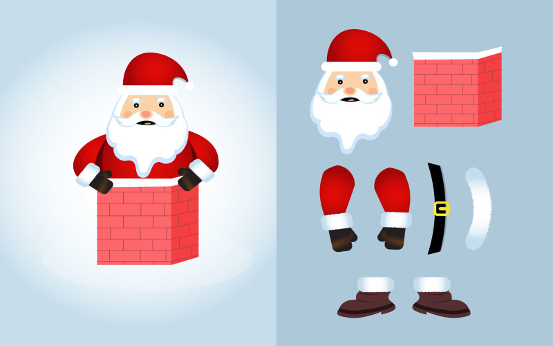 Santa Claus Trying to Get Inside Design Illustration