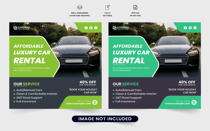 Rent a car business advertisement vector Social Media