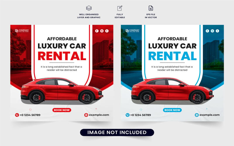 Vehicle rental business template vector Social Media