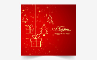 Christmas Gift Card on Red Background