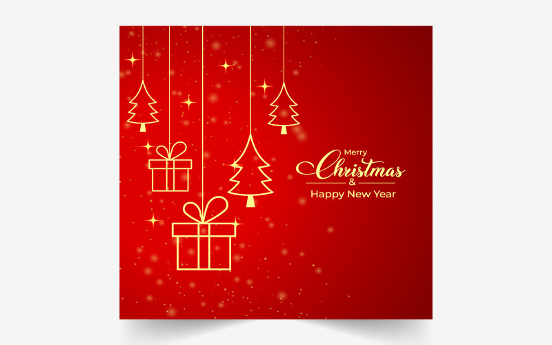 Christmas Gift Card on Red Background Social Media