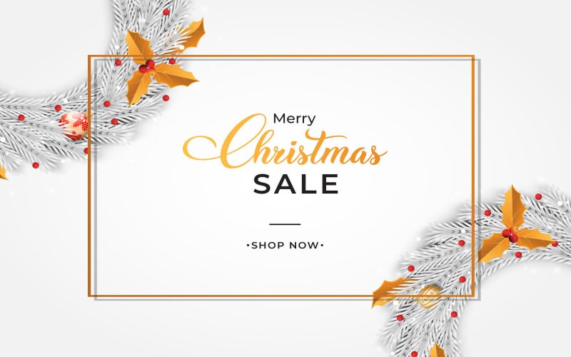 Christmas Sale Banner with White Wreath Social Media