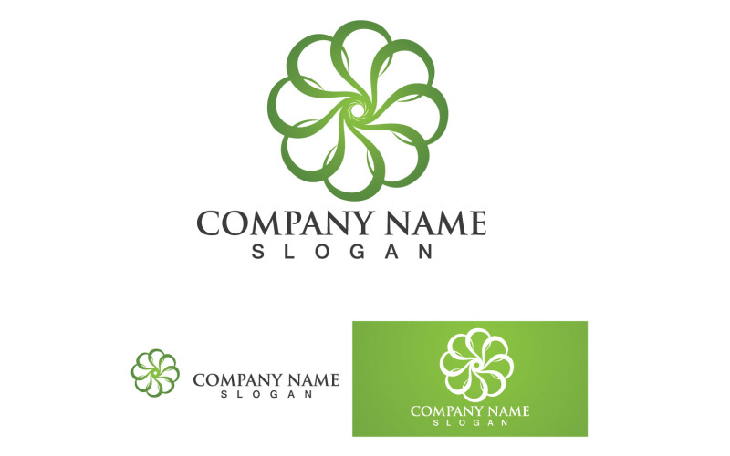 Green Leaf Circle Logo Vector Element Design Decoration Logo Template