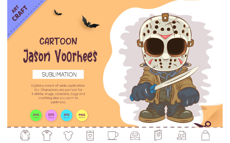 Halloween Mascot Jason Voorhees. T-Shirt. Vector Graphic