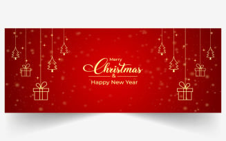 Christmas Banner on a Red Background