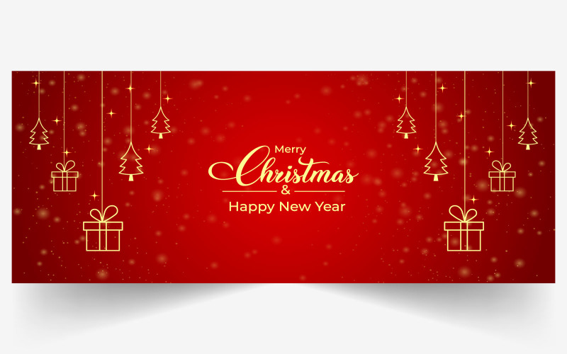 Christmas Banner on a Red Background Social Media