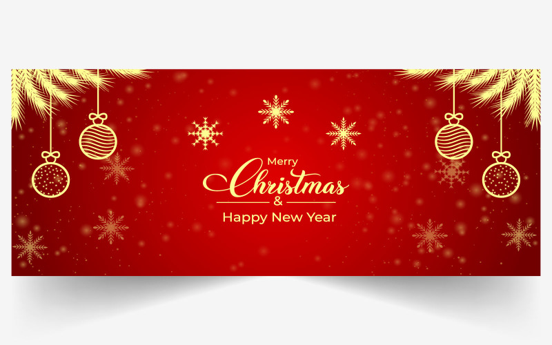 Christmas Banner with Snowflakes, Leaves Social Media