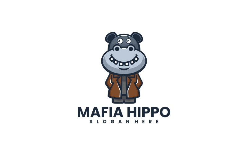 Mafia Hippo Cartoon Logo Style Logo Template