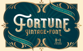 Fortune Vintage Font with vector template
