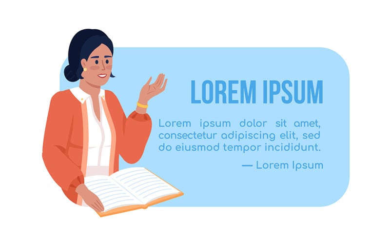 Inspiration for teachers quote textbox with flat character Illustration