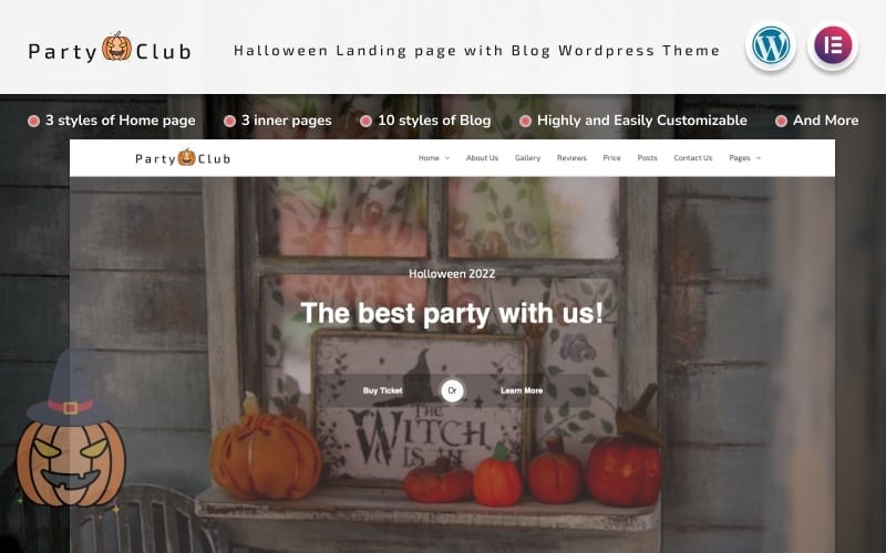 Party Club - Halloween Multifunctions Landing page with Blog Wordpress Theme WordPress Theme