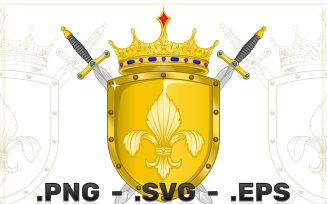 Heraldic Shield Vector Design With Crowns And Swords