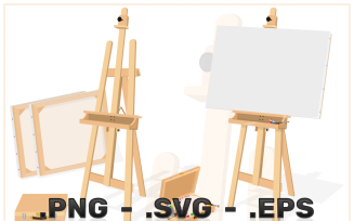 Vector Design Of Art Studio With Easel And Paints