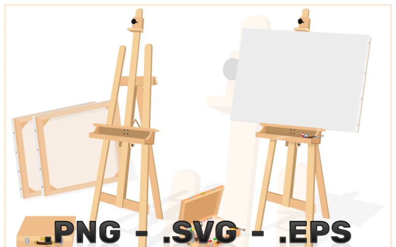 Vector Design Of Art Studio With Easel And Paints Vector Graphic