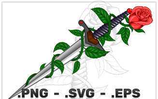 Vector Design Of Rose With Dagger