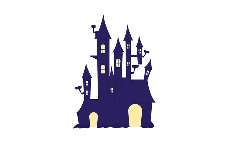 Creepy castle semi flat color vector object Illustration