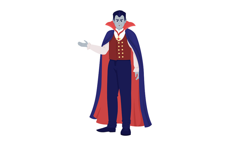 Vampire semi flat color vector character Illustration