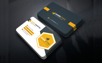 Business Card Design Template Layout with Polygon Shapes