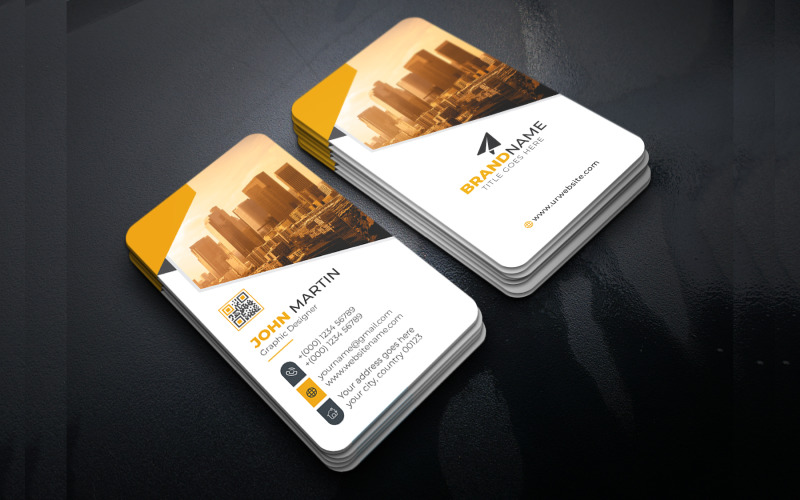 Business Card or Visiting Card Design Template with Abstract Shapes Corporate Identity