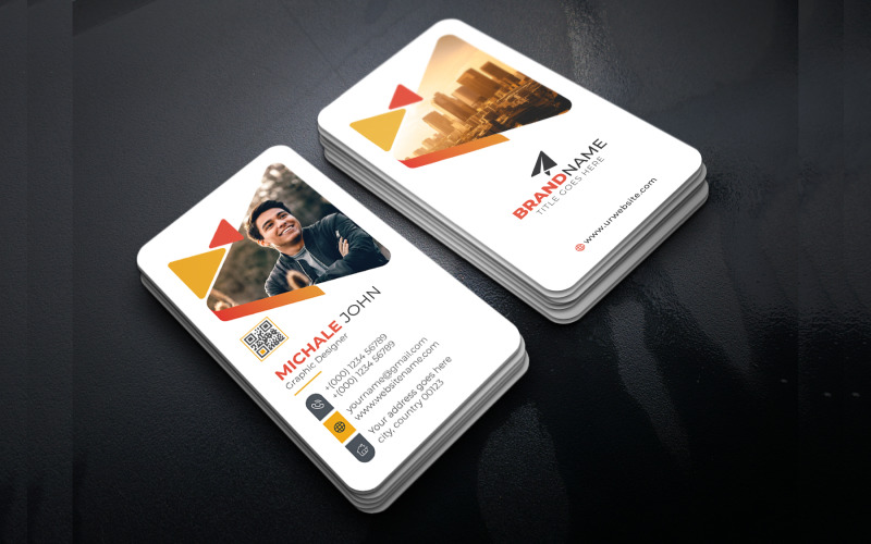 Colorful Modern Business Card Design Template Layout with Creative Shapes Corporate Identity
