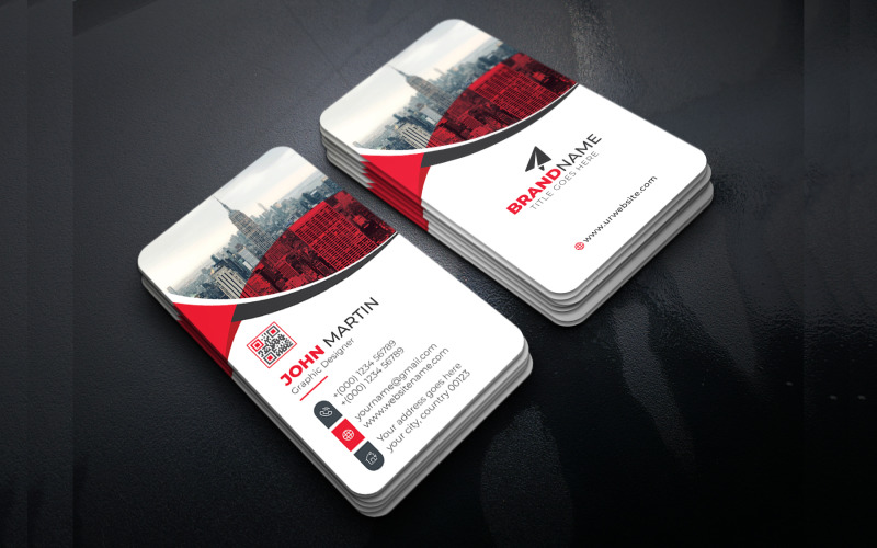Creative Unique Business Card Template Layout with Red Blue Yellow and Green Color Corporate Identity