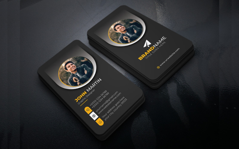Creative Unique Business Card Template with Black Background Corporate Identity