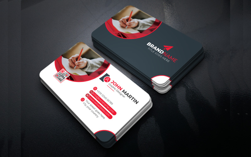 Elegant Business Card Template Layout with Round Shapes Corporate Identity