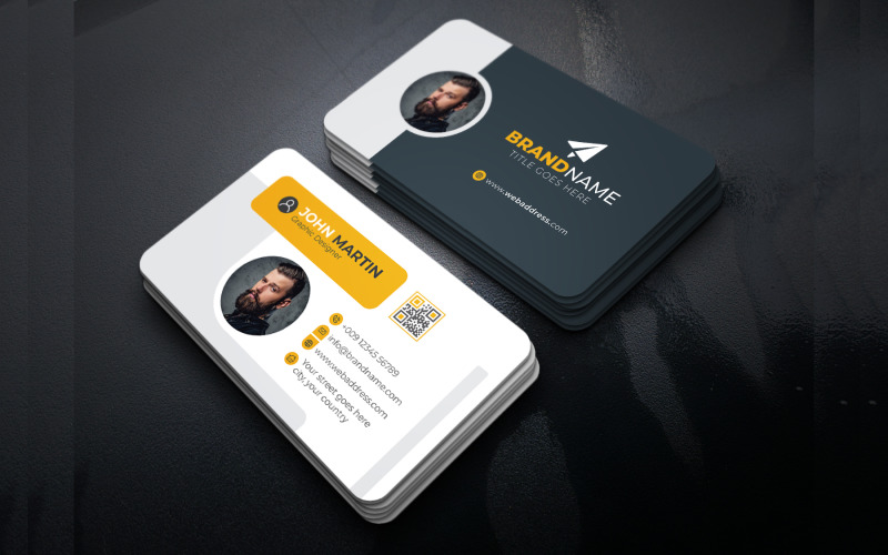 Modern Business Card Design Template with Creative Concept and Shapes Corporate Identity