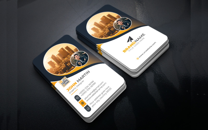 Stylish Elegant Business Card Template Clean Design with Creative Shapes and Idea Corporate Identity
