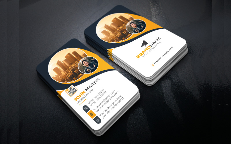 Stylish Modern Elegant Business Card Design Template with Creative Shapes and Layout Corporate Identity