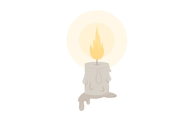 Glowing candle semi flat color vector object Illustration
