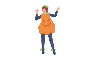 Happy woman posing in costume semi flat color vector character