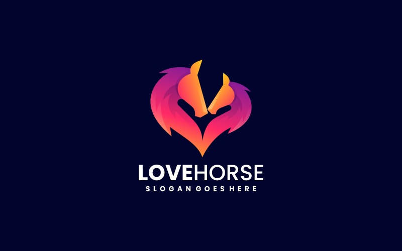 Love Horse Gradient Logo Style Logo Template