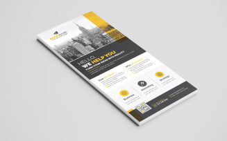 Modern Elegant Corporate Business DL Flyer or Rack Card Design Template with Creative Shapes