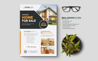 Modern Elegant Real Estate Flyer Leaflet Design Template Layout