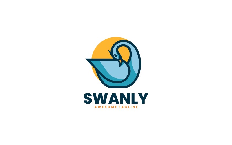 Swan Simple Mascot Logo 2 Logo Template