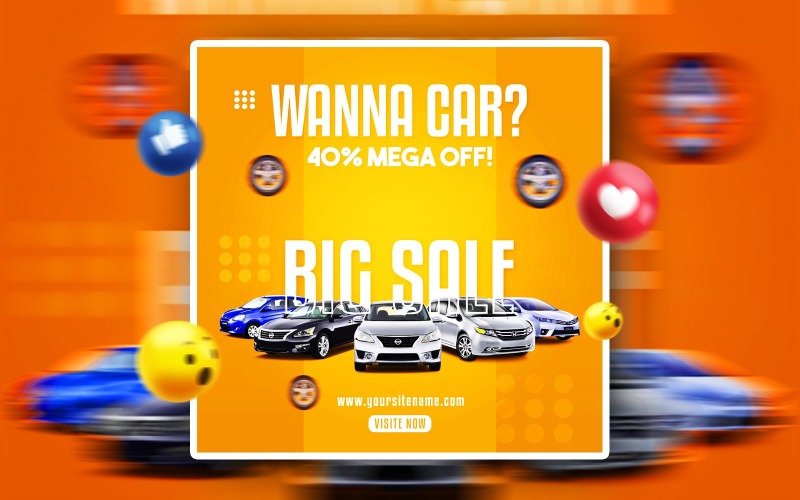 Big Sale Car Rental Social Media Promotional PSD Ads Banner Corporate Identity