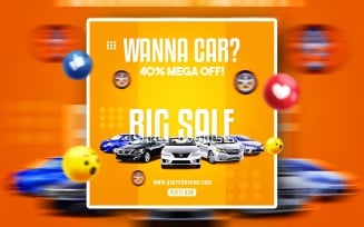 Big Sale Car Rental Social Media Promotional PSD Ads Banner